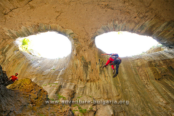 The rock formation Oknata in Prohodna cave